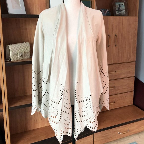 Faux Suede Open Front Jacket from Sky - Picture 4 of 6